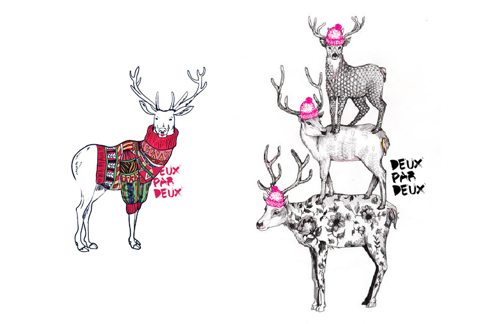 Северный олень - главный рисунок в новой коллекции зимних комбинезонов Deux par Deux 2014-2015
